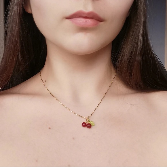 Jewelry - 18K Gold Plated Lovely Cherry Fruit Necklace